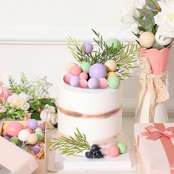 108 Pcs Balls Cake Topper DIY Cupcake Insert Foam Balloons for Cake Baking Wedding Anniversary Birthday Decoration(Vivid Colors,Multi Sizes)