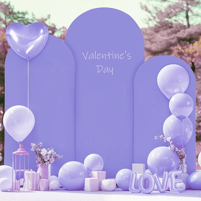 (7.2FT, 6.6FT, 6FT) Wedding Arch Cover Set of 3 Lavender Spandex Fitted Arch Cover for Round Top Chiara Backdrop Stand Covers for Birthday Party Banquet Photo Background Decoration