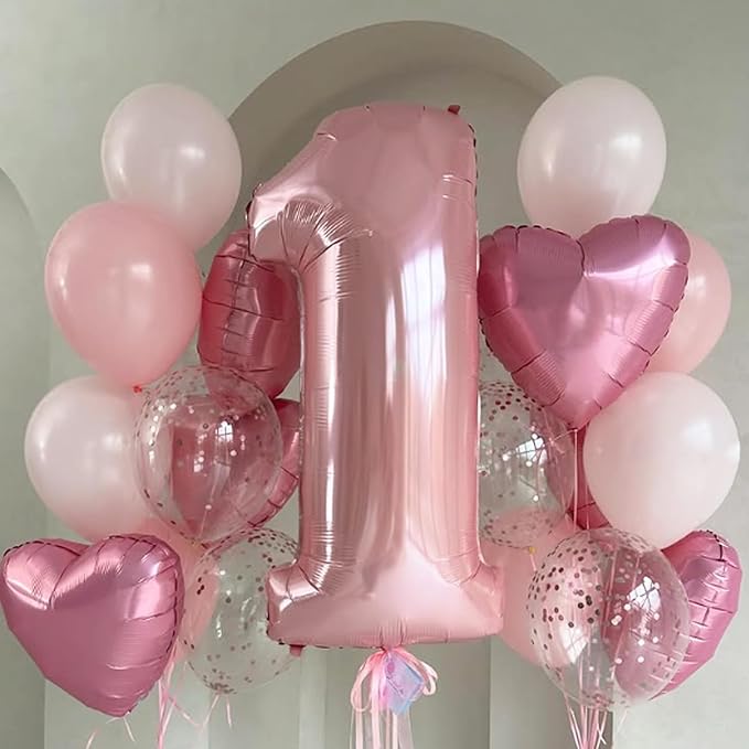 Pink Heart Balloons,12Pcs 18 Inch Light Pink Helium Foil Love Heart Shaped Balloons for Girls Party Bridal Wedding Engagement Anniversary Birthday Baby Shower Valentines Day Decorations