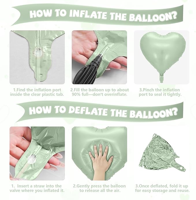 Sage Green Gold Heart Balloons, 10 Pcs Light Gold Cream Heart Shaped Balloon, 18 Inch Olive Green Sand White Foil Balloons for Jungle Safari Brithday Baby Shower Wedding Valentines Party Decoration