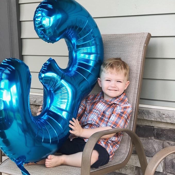 Blue Number 9 Balloons, 40 Inch 9th Birthday Foil Balloon for Boys, Giant Self Inflating Helium Mylar Foil Number Balloons 0-9 for Men 9th Anniversary Graduation Birthday Party Decorations Supplies