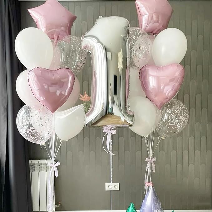 Baby Pink Heart Balloons,12Pcs 18 Inch Pastel Pink Foil Love Heart Shaped Balloons for Girl Party Bow Birthday Party Wedding Engagement Anniversary Baby Shower Valentines Day Decorations