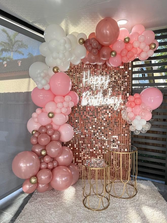 Pink Balloons Set,12 Inch Metallic Pink Pearl Pink Macaron Pink Light Pink Confetti Pink Different Shades Balloons For Girl Women Birthday Decorations Wedding Party Decorations Supplies