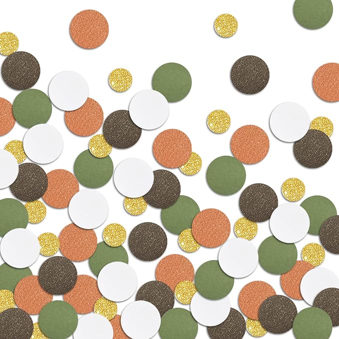 Brown Confetti Glitter Table Decorations Golden Greenery Scatter Surprise Paper Craft Supplies Anniversary Birthday Party Bridal Baby Shower Party Wedding Gift Circle Dots Decor 100 Pcs