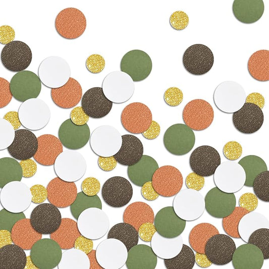 Brown Confetti Glitter Table Decorations Golden Greenery Scatter Surprise Paper Craft Supplies Anniversary Birthday Party Bridal Baby Shower Party Wedding Gift Circle Dots Decor 100 Pcs