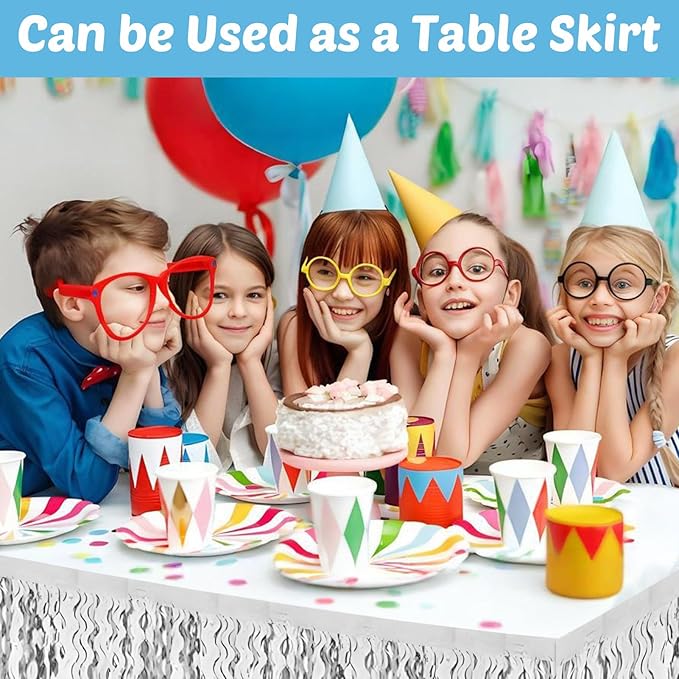 6 Pack 10 Feet Silver Wave Foil Fringe Garland Metallic Tinsel Streamers Banner Wall Hanging Curtain Backdrop for Parade Floats, Mother's Day, Easter, Wedding, Birthday Party Decoration