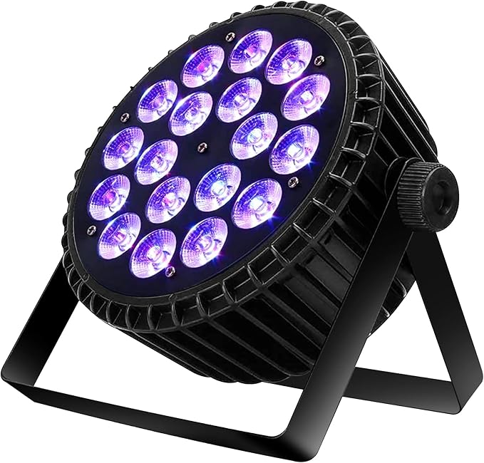 SHEHDS LED Stage Par Lights LED 18X18W DJ Stage Lights RGBWA+UV 6in1 Wash/Strobe Effect DMX512 Control Sound Activated Aluminum Alloy Shell Uplighting Lights for Concerts Family Party-1 Pack