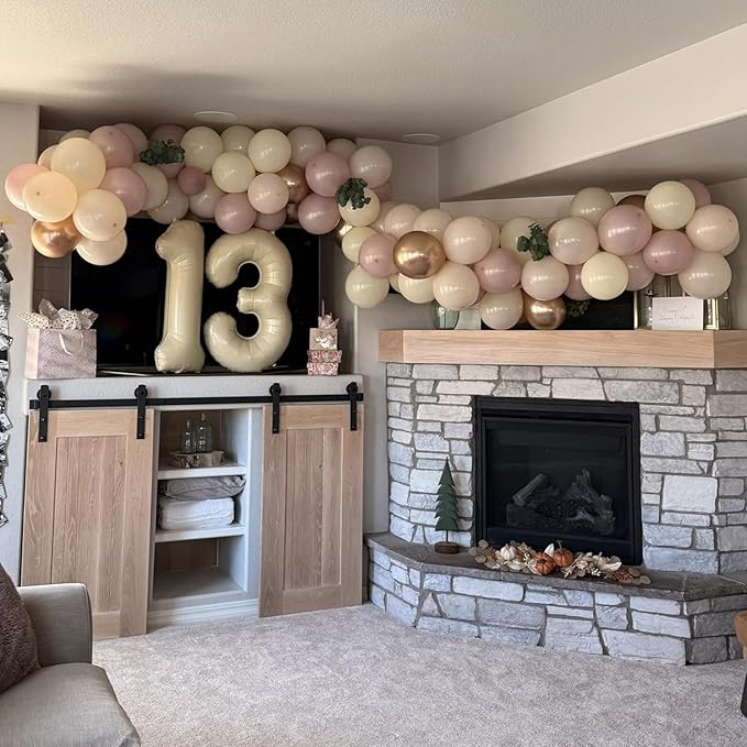 Dusty Pink Beige Balloons, 60 Pcs 12 Inch Pink Sand White Balloons, Metallic Gold Nude Cream Balloon for Girls Women Birthday Pastel Bridal Shower Boho Wedding Baby Shower Engagement Party Decoration