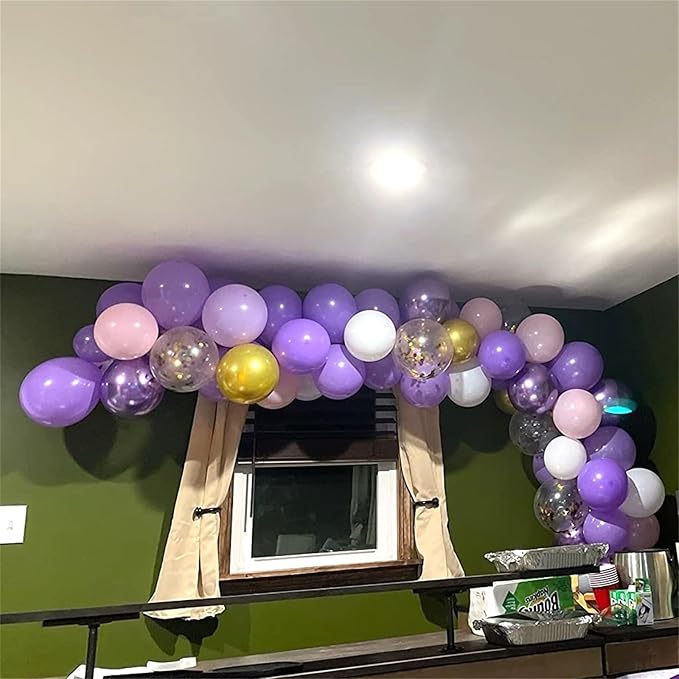 Pastel Pink and Purple Balloons, 12 Inch Light Purple Baby Pink Confetti Balloons with Metallic Lilac Latex Balloon Set for Girls Women Butterfly Birthday Baby Bridal Shower Wedding Party Decorations