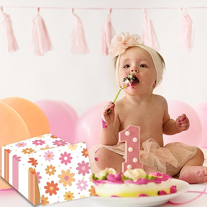 60 PCS Daisy Paper Napkins Groovy Daisy Boho Dinner Napkins Disposable Flower Decorative Party Napkin for Baby Shower Birthday Wedding Seasonal Holiday Party Supplies