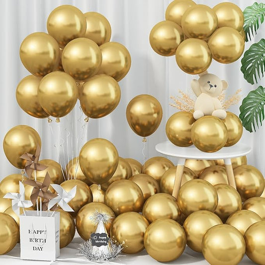 5 Inch Gold Balloons, 60 PCS Gold Metallic Balloon Small Metallic Gold Chrome Balloons 5'' Mini Matte Golden Latex Balloons for Birthday Graduation Anniversary Baby Shower Party Decorations