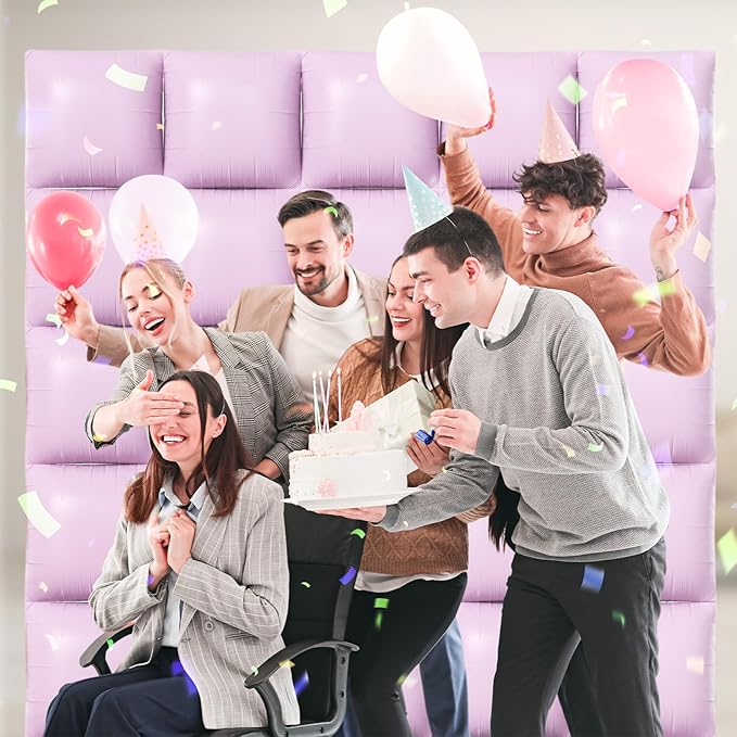 NISOCY 25PCS Purple Square Foil Balloons Wall Backdrop Double Sided Pastel Purple Balloons Arch Kit for Birthday Baby Bridal Shower Gender Reveal Easter Wedding Anniversary Party Decorations