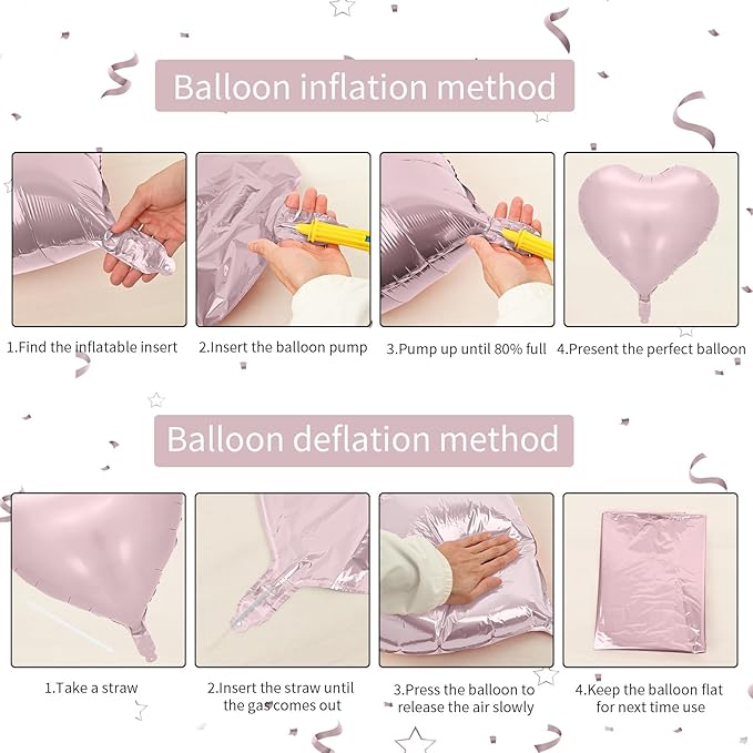 Baby Pink Heart Balloons: 10PCS 18inch Pastel Pink Beige Foil Heart Balloons for Girls Birthday Baby Shower Valentines Decorations