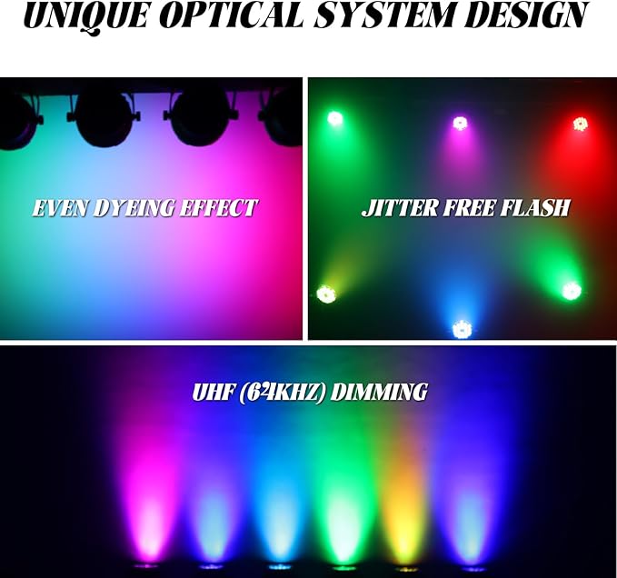 Outdoor Waterproof LED Par Lights 18x18W RGBWA UV 6in1 LED Light DMX Control Stage Light DJ Equipment Disco Lighting for Party, Club, Bar, Wedding, Halloween Decorations 2 Pack