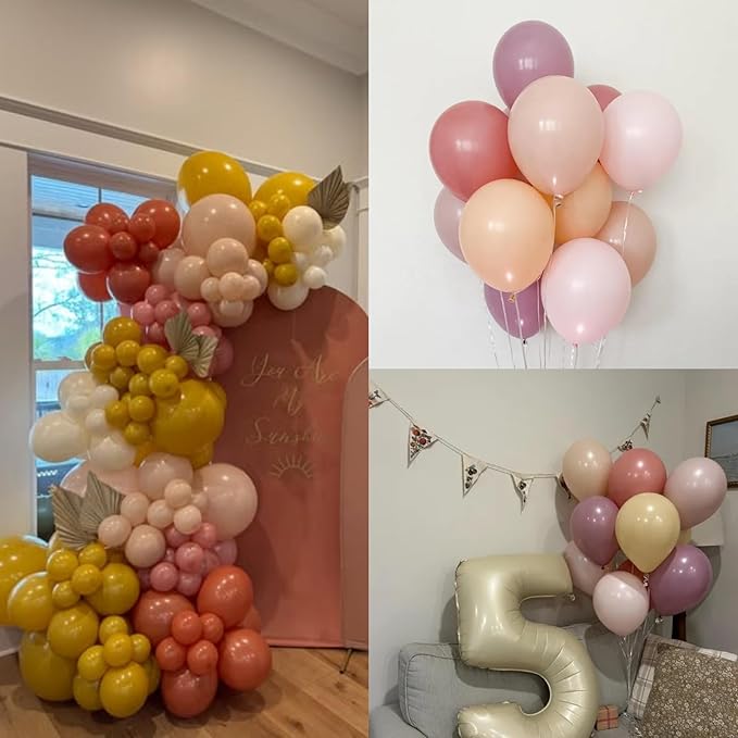 Pink and Purple Balloons 12inch Dusty Purple Blush Pink Balloon for Neutral Birthday Party Decorations Pale Nude Apricot Latex Balloons for Arch Boho Bridal Wildflower Baby Shower