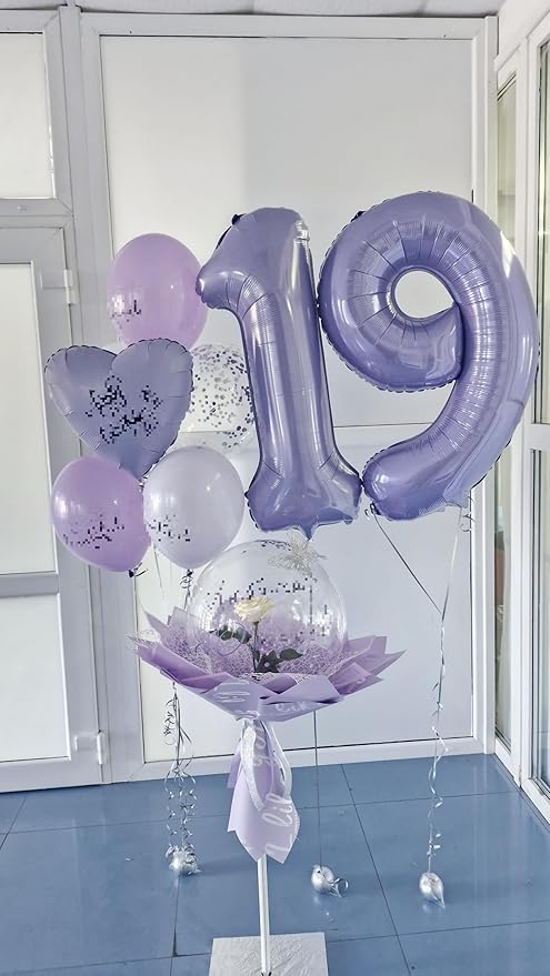 Big Lilac 40 Inch 9 Balloon Number, Jumbo Giant 9th 19 29 39 49 99 Birthday Party Decorations, Large Lavender Foil Balloons Anniversary Birthday Party Engagement Decorations