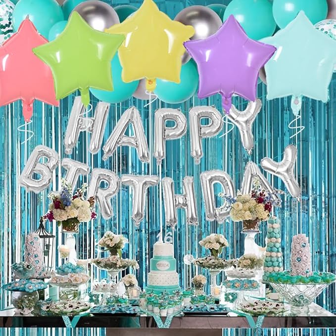 TONIFUL 30Pcs 18 Inch Large Pastel Colorful Star Shape Foil Balloons Big Stars Helium Mylar Ballons for Birthday Wedding Baby Shower Anniversary Engagement Party Decorations Supplies