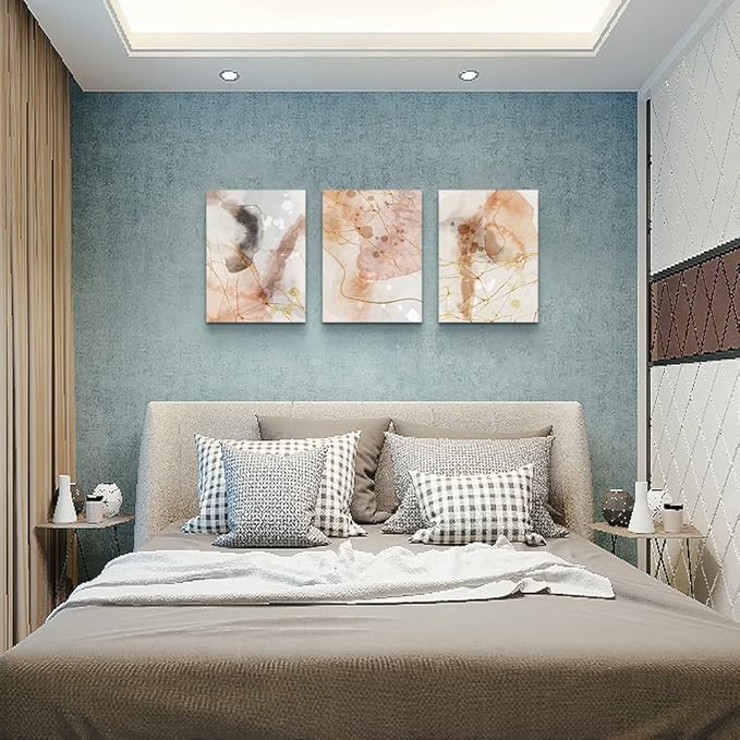 Boho Wall Decor For Living Room Canvas Wall Art For Bedroom Minimalist Abstract Ink Wall Paintings Large size Wall Decorations For Room Office Decor Wall Pictures Dormitory Home Decoration 3 Piece