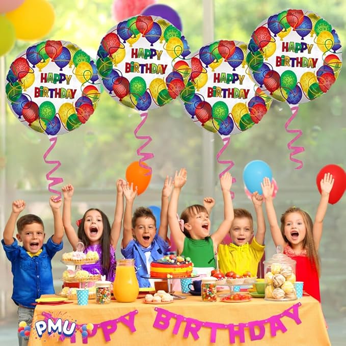 PMU Happy Birthday Patterned 18 Inch Mylar-Foil Balloon Pkg/10