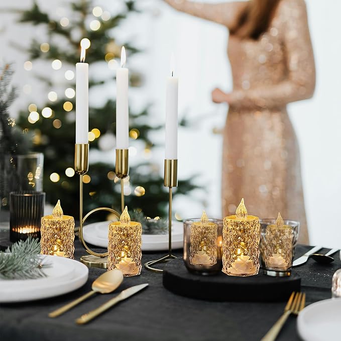 12-Pack Tea Lights Candles Battery Operated,Realistic Flicker & 200+ Hour Runtime - for Centerpieces, Weddings, Halloween, Christmas Decorations & Home Decor