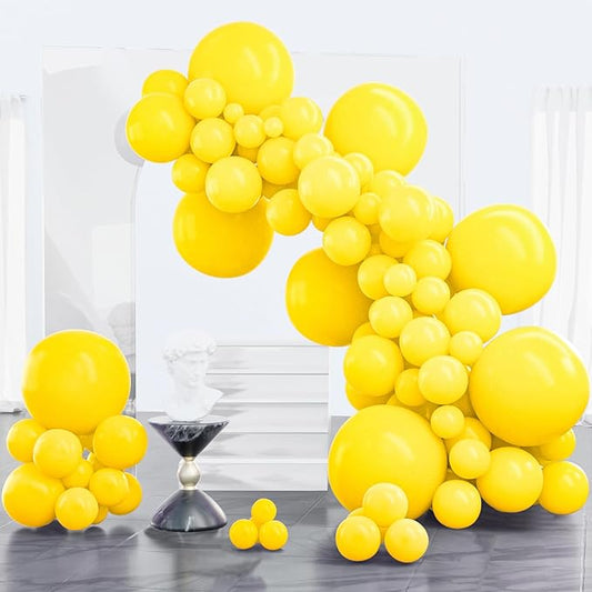 PartyWoo Yellow Balloons 100pcs Different Sizes of 18 12 10 5 Inch Matte Yellow Latex Balloon Arch Kit Garland for Easter Bee Baby Shower Sunflower Birthday Graduation Party Decorations Yellow-Y55