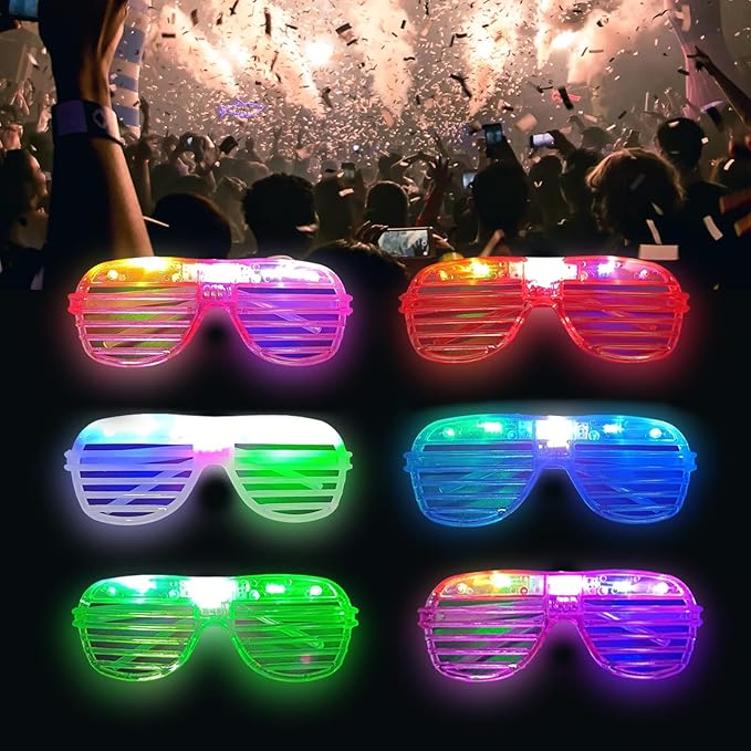 30 Pcs Glow In The Dark Glasses, 6 Colors LED Glasses Bulk Party Supplies for Kids and Adults, Glow Neon Party Favors Toys for Carnival Halloween Christmas Birthday Wedding