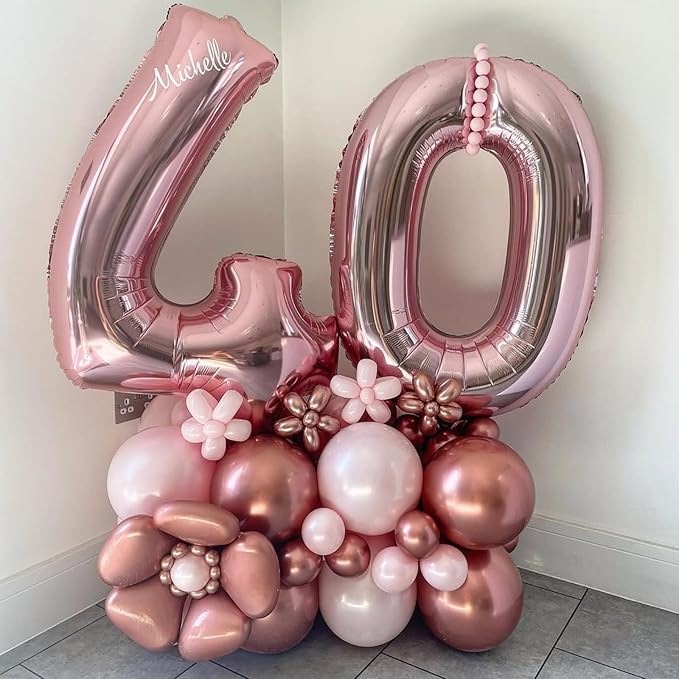Dusty Pink Balloons, Blush Light Pink Double Stuffed Pearl White Metallic Chrome Rose Gold Balloons for Women Girls Birthday Party Boho Wedding Engagement Bridal Shower Baby Shower Decoration