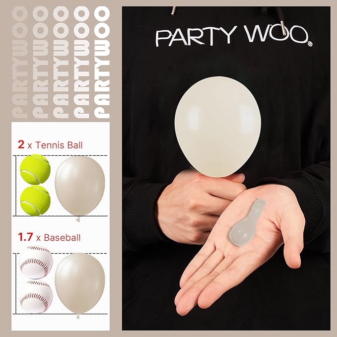 PartyWoo White Sand Balloons 100pcs 5 Inch Off White Beige Cream Ivory Boho Neutral Latex Balloons for Wedding Graduation Baby Shower Anniversary Engagement Birthday Party Decorations White-F12