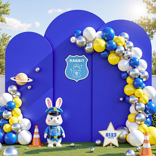 (7.2FT, 6.6FT, 6FT) Wedding Arch Cover Set of 3 Royal Blue Spandex Fitted Arch Cover for Round Top Chiara Backdrop Stand Covers for Birthday Party Banquet Photo Background Decoration