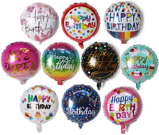 40 Pieces Happy Birthday Foil Balloons 18" Round Aluminum Foil Mylar Helium Balloon Inflatable Balloons for Birthday Party Baby Shower Decoration Supplies