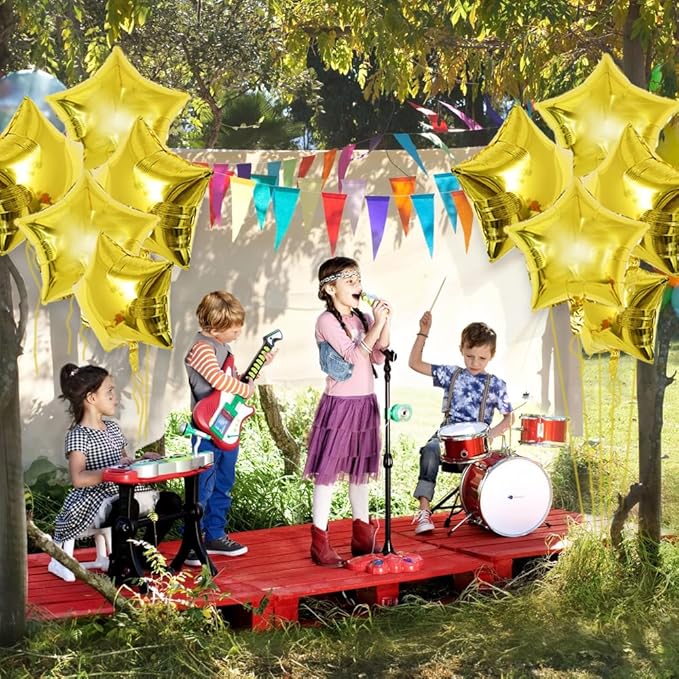 TONIFUL 30Pcs 18 Inch Large Gold Star Shape Foil Balloons Big Gold Stars Helium Mylar Ballons for Birthday Wedding Baby Shower Anniversary Engagement Party Decorations Supplies