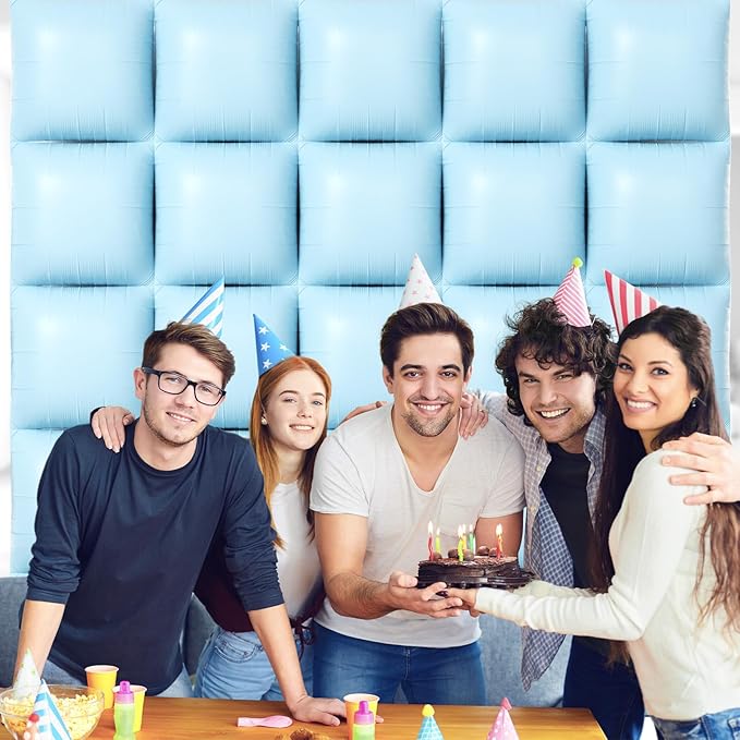 NISOCY 25PCS Blue Square Foil Balloons Wall Backdrop Double Sided Pastel Blue Balloons Arch Kit for Birthday Baby Bridal Shower Gender Reveal Easter Wedding Anniversary Party Decorations