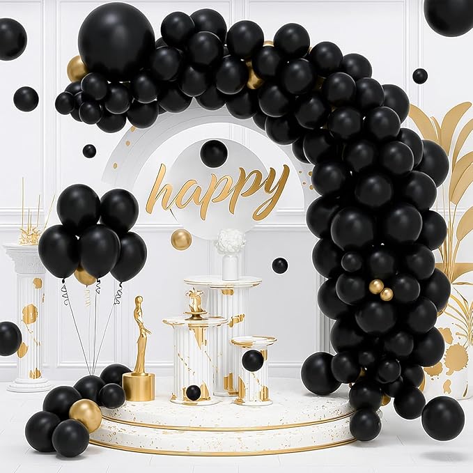 Black Balloons 50 pcs 12 Inch Matte Black Latex Balloons for Wedding Bridal Engagement Baby Shower Gender Reveal Easter Anniversary Birthday Christmas Party Decorations