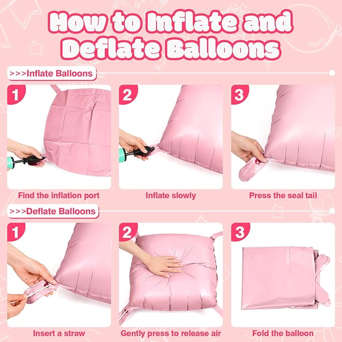 NISOCY 25PCS Pink Square Foil Balloons Wall Backdrop Double Sided Pastel Pink Balloons Arch Kit for Birthday Baby Bridal Shower Gender Reveal Easter Wedding Anniversary Party Decorations