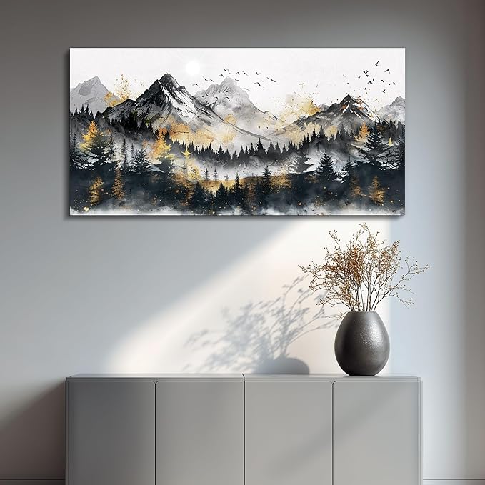 FUHAIHUA Canvas Wall Art For Living Room Large Wall Decorations For Office Bedroom Walls Mural Forest Mountain Landscape Paintings Abstract Wall Pictures Artwork Aesthetic Room Home Decor 30x60 In