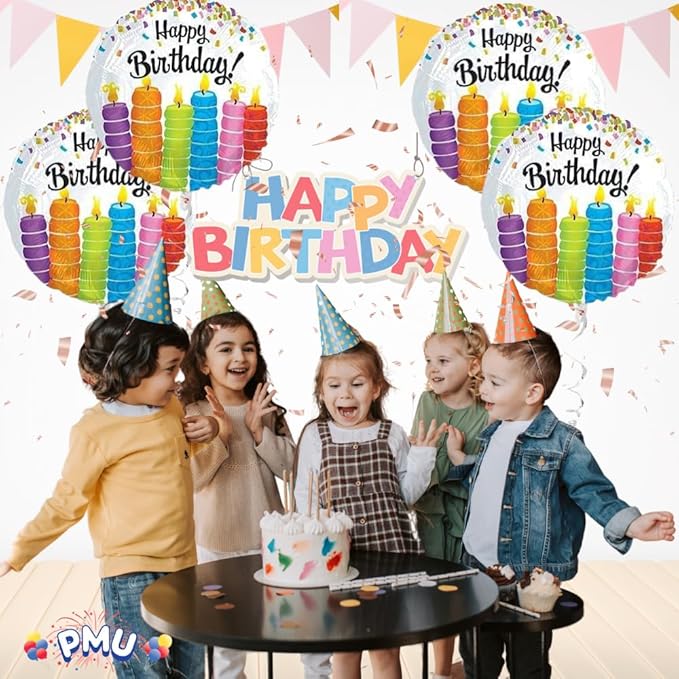 PMU Happy Birthday Colorful Candles 18 Inch Mylar-Foil Balloon Pkg/25