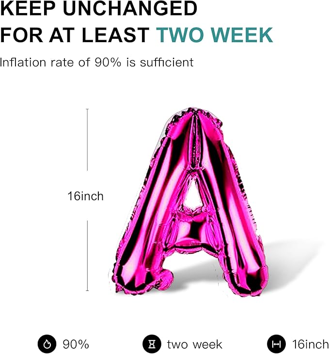58 PCS Letter Balloons Alphabet Letters 2 Sets A- Z & 1 Sets AEIOU 16 - Inch Mylar Foil Balloons Set for Wedding/Birthdays/Annivs/Grads party Decoration Banner Custom Phrase (Hot Pink)
