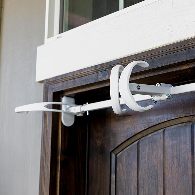 VILLAGE LIGHTING COMPANY [Front Door Garland Hanger] - Adjustable to Different Door Widths | Heavy-Duty Cast Iron | Decorative Christmas Decor | No Nails, Screws, or Damage