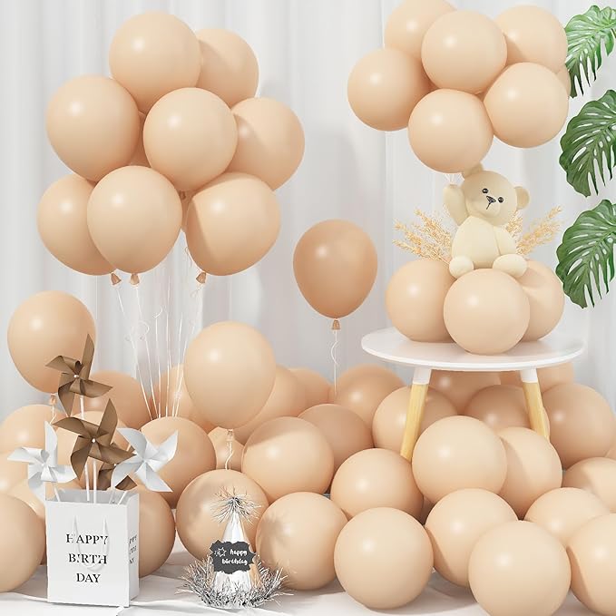 Nude Balloons 5 Inch, 60Pcs Small Beige Balloon Retro Apricot Neutral Latex Balloons 5'' Mini Matte Tan Cream Blush Helium Balloons for Boho Birthday Wedding Baby Bridal Shower Party Decoration