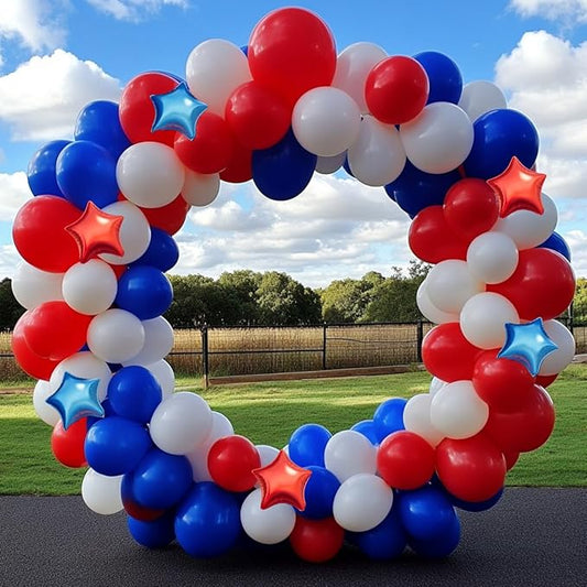 Red White Blue Balloon Garland Arch Kit, 160Pcs Red White Blue Latex Balloons with Star Foil Balloons for 4th of July Nautical Patriotic Baseball Theme Graduation Wedding Birthday Party Decorations