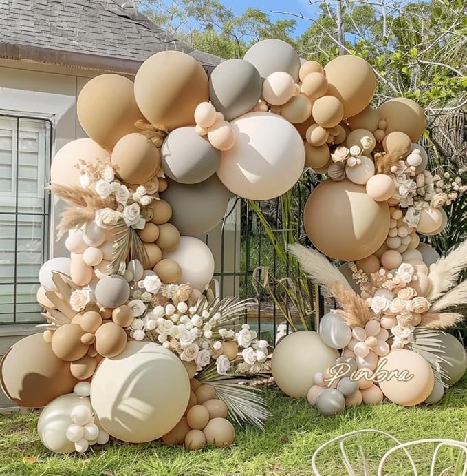Neutral Balloon Boho Nude Double Stuffed Beige Cream Tan Balloons Garland Blush Ivory White Sand Latex Arch Kit for Baby Shower Gender Reveal Bridal Shower Birthday Wedding Party Decorations