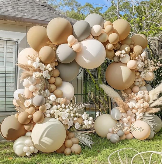 Neutral Balloon Boho Nude Double Stuffed Beige Cream Tan Balloons Garland Blush Ivory White Sand Latex Arch Kit for Baby Shower Gender Reveal Bridal Shower Birthday Wedding Party Decorations