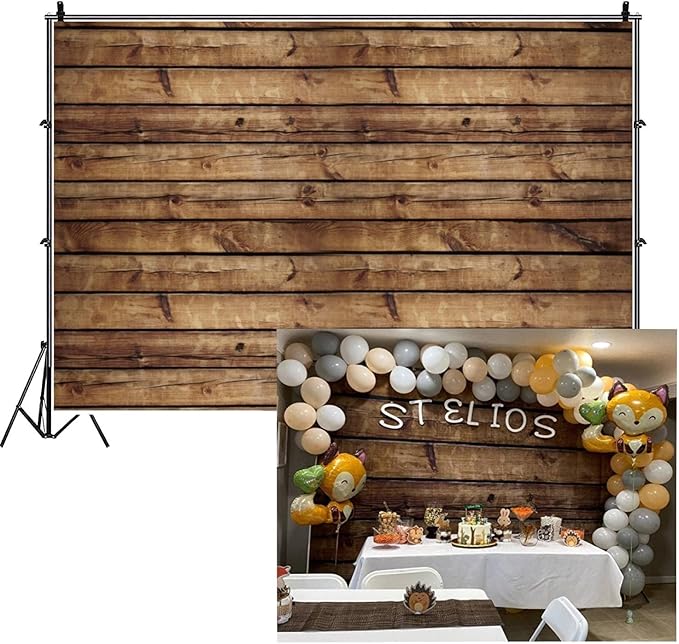 Vinyl 12x10ft Wood Backdrops for Photoshoot Baby Shower Vintage Worn Brown Wooden Board Photography Backdrop Wood Plank Birthday Wedding Background Portrait Photo Studio Props 3.5x3 M Large Size