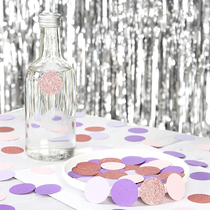 Rose-Gold Pink-Purple Party Decorations Confetti - 300pcs Baby Shower Decorations for Girl Women Birthday Table Scatter,Bachelorette Wedding Engagement Decor Lasting Surprise