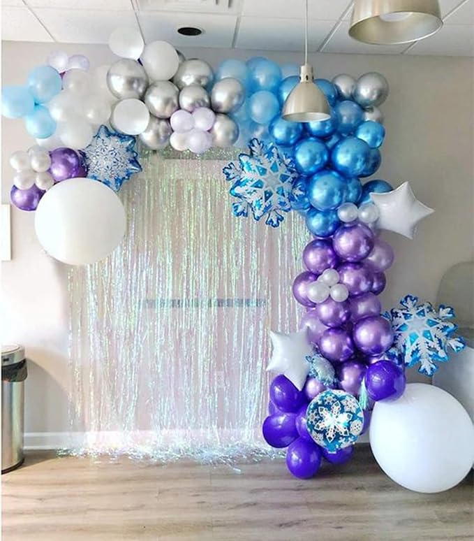 Blue and Purple Balloons Set, 50 PCS Blue 12 Inch Mermaid Balloon, Metallic Purple White Latex Ballons Confetti Helium Balloons for Girls Mermaid Birthday Party Baby Shower Winter Supplies