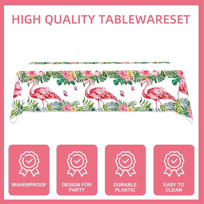 167Pcs Hawaiian Aloha Party Decorations Flamingo Party Plates Napkins Cups Forks Straws Balloons Banner Tablecloth Cake Toppers Hawaiian Luau Aloha Tropical Birthday Party Supplies