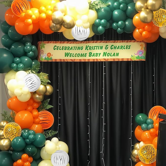 Safari Balloons, Jungle Animal Print Balloons 12 Inch, Tiger Leopard Zebra Print Jungle Safari Theme Olive Green Orange Balloon for Birthday Zoo Forest Animal Wild One Party Decorations Supplies