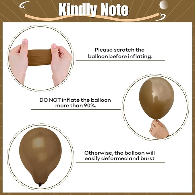 Brown Gold Balloons, 12 inch Double Stuffed Brown Gold and Cream Beige Balloons for Neutral Baby Shower Boho Wedding Birthday Party Decorations