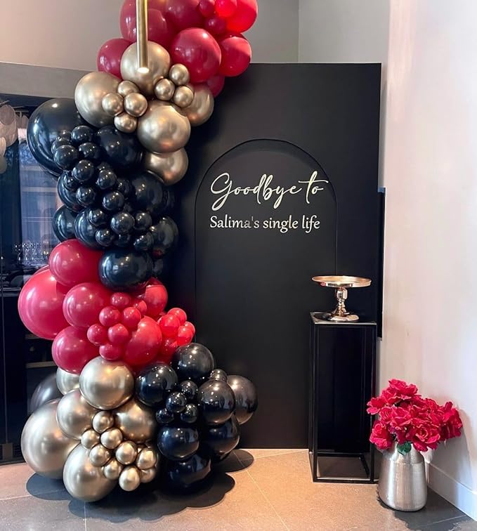 Red Black and Gold Balloons, 60Pcs 12 Inch Red and Black Gold Party Balloons Casino Theme Party Decoration for Graduation New Year Casino Movies Night Festival Birthday Party Decorations