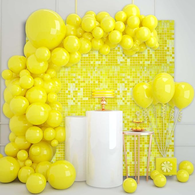 36 PCS Colorful Yellow Shimmer Wall Backdrop, Square Sequin Photo Backdrops Panel, Glitter Wall Background for Birthdays, Weddings, Halloween, Engagements, Disco Bachelorette Party Decoration (6x6FT)